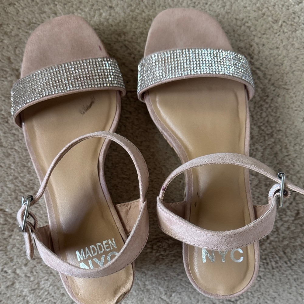 Madden NYC Women's Pink Sandals with Rhinestone Detail